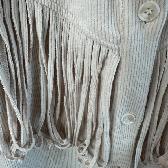 ALLIE ROSE WOMENS LONG SLEEVE CORDUROY SOFT SHACKET WITH FRINGE CREAM SZ M, - Picture 3 of 10